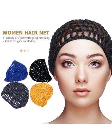 Solustre Mesh Sleeping Hair Nets for Women - 4 Pack Crocheted Snood Sleep Caps & Fluffy Headbands - 20x14.5 cm - Ideal for International Shipping - Buy Online on GoSupps.com