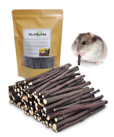XLpeixin 200g Apple Sticks Small Animals Chew Toys,Small Animals Molar Wood Treats Toys for Rabbits Chinchillas Guinea Pig Hamster Gerbil Bunny,Uniform Thickness and Size thin200g