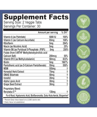 Essential Source Bonita V - Hair Skin & Nails Vitamins for Women and Men - 20 Active Ingredients with 5000 mcg Biotin - Revytalyz 5 Collagen Support Blend - Easy-Swallow Vegan Tablets (60 EZ-TAB) - Buy Online on GoSupps.com