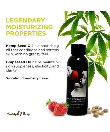 Earthly Body Edible Massage Oil Strawberry 2 Fl Oz - Buy Now for a Sensual Experience! - Buy Online on GoSupps.com