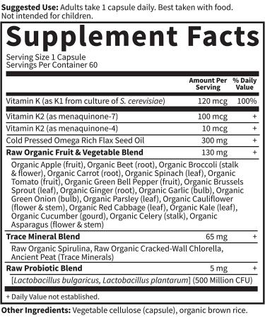 Garden of Life Vitamin Code RAW K-Complex - 60 Vegan Capsules for Optimal Health - Buy Online on GoSupps.com