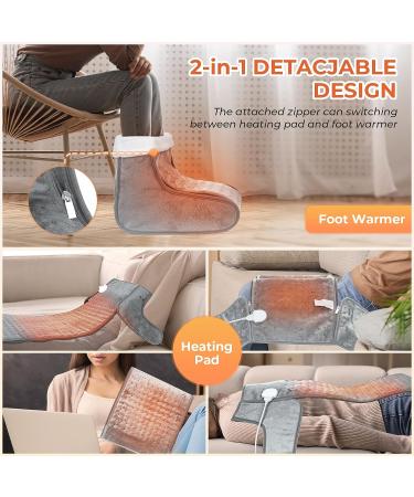 Electric Heated Foot Warmer Pad | 4 Timer & 6 Heat Settings | Detachable & Washable | for Men and Women | 13x12x9 Grey - Buy Online on GoSupps.com