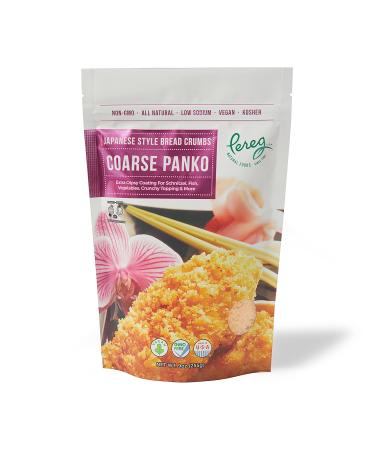 Pereg Coarse Japanese Panko Bread Crumbs (9 Oz)  Breadcrumbs with Coarse Crispy Texture - for Crunchy Coating & Stuffing - Schnitzel, Vegetables, Seafood, Chicken, Meatballs