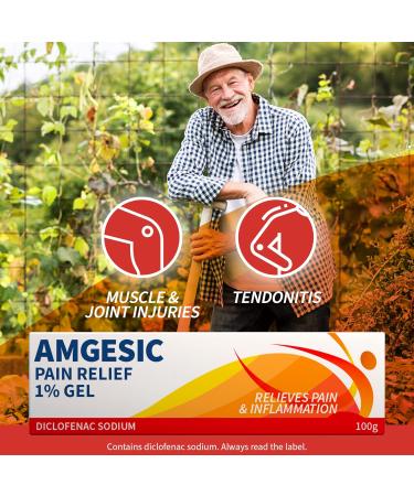 Amgesic Pain Relief 1% Gel 100g - Anti-Inflammatory Diclofenac Gel for Back Pain, Muscle Aches, Stiff Joints & Swelling - Buy Online on GoSupps.com