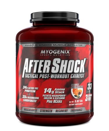 Myogenix Aftershock Tactical Post Workout, Unlimited Muscle Growth | Anabolic Whey Protein | Mass Building Carbohydrates | Amino Stack Creatine and Glutamine Plus BCAAs | Orange Avalanche - 5.82 LBS Orange Avalanche 5.82 P