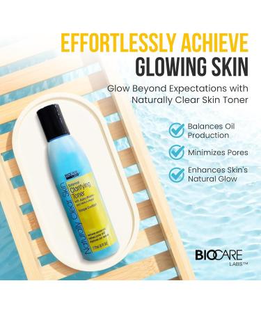Naturally Clear Skin Botanical Clarifying Toner - Infused with Aloe Vera Witch Hazel & Alpha-Bioplex Refines Pores Exfoliates & Conditions Oil Control Gentle Glow for Sensitive Skin 6 oz - Buy Online on GoSupps.com