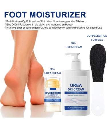  MrCuvaryas Urea Cream 60% + Moisturizing and Anti-Cracking Cream - Repairing Cream for Feet and Hands - Foot Cream for Cracked Heels and Dry Skin - Maximum Strength for Foot Care - Buy Online on GoSupps.com