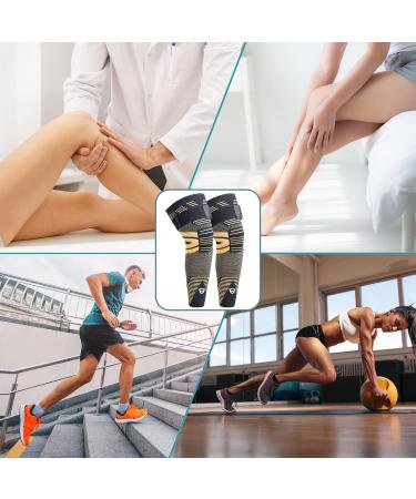 Dr. Welland Copper Infused Leg Sleeves (PAIR) - Arthritis Meniscus Tear ACL/MCL Pain Relief - Thigh & Calf Support for Men & Women - Buy Online on GoSupps.com