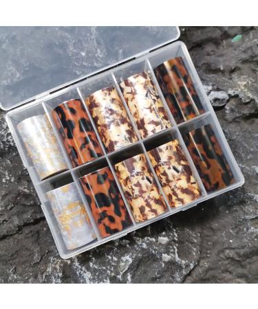 DIY Manicure Starry Sky Transfer Paper Autumn Nail Foil Tortoiseshell Leopard Stickers Amber(11) Style11