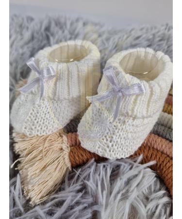 Royal Icon Newborn Baby Booties with Bow | Soft Knitted Bootees for 0-3 Months | White RI354 - Buy Online on GoSupps.com