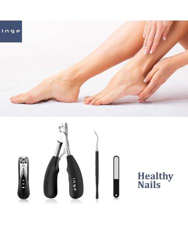 Inge Toenail Clippers | Professional Nail Clippers | Nail Nippers | Toe Nail Clipper for Thick Nails | Nail File Included | 4 Piece Set Boxed - Buy Online on GoSupps.com
