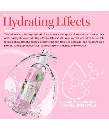 Anti-Aging Rose Water Hydrating Facial Mist - 8 oz | Vegan Paraben-Free Fragrance-Free 99% Naturally Derived | Shop Internationally - Buy Online on GoSupps.com