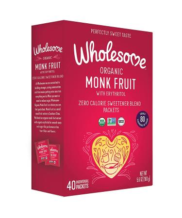 Wholesome Organic Monk Fruit 40 Individual Packets 5.6 oz (160 g)