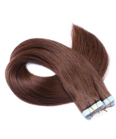 Tape in - on hair extensions - # 4 - chocolate brown - 40cm - 40 bricks each 4cm wide / 2.5g - 100% remy real hair hair extension / extent with adhesive tape Tress by Novon Hair Extentions