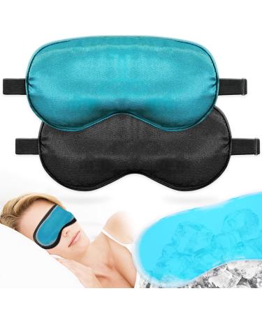 Sleeping Masks 2-Pack Sleep Masks with 1 Removable Cooling Eye Mask Soft Comfort Eye Shade Cover for Sleeping/Gifts/Shift Work Black