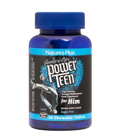 Nature's Plus Source of Life Power Teen For Him Sugar Free Natural Wild Berry Flavor 60 Chewable Tablets