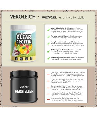 Clear Vegan Protein 1080g | Tropical Fruits - Delicious & Refreshing 56% High-Quality Pea Protein Drink | 3 Pack - Buy Online on GoSupps.com