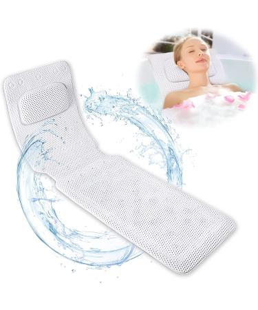 KR Bath Pillow Full Body - Luxury 3D Air Mesh Spa Bathtub Cushion for Neck Head Shoulder and Back Support