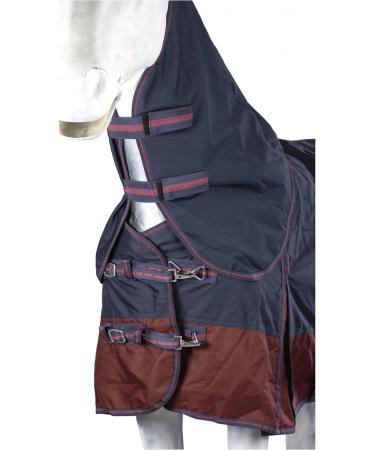 RL24 Weiddecke Full Neck 600D Waterproof Horse Blanket | Transition Rain Sheet | Polarfleece Lining | Size 145 cm Navy/Brown - Buy Online on GoSupps.com