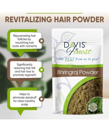 Davis Finest Bhringraj Powder 250g - Natural Ayurvedic Hair Mask for Hair Loss, Split Ends & Damage - Promotes Growth & Shine - 100% Pure (250g) - Buy Online on GoSupps.com