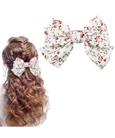 Bow Hair Clip Floral Hair Bows for Women Big Bowknot Hairpin French Hair Clips Hair Barrette Clips Chiffon Hair Bows for Women Girls-1PC style 1