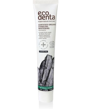 Ecodenta Charcoal Teeth Whitening Toothpaste 75ml - Natural Whitens & Plaque Removal - Fluoride Free with Aloe Vera - Pack of 1 - Buy Online on GoSupps.com