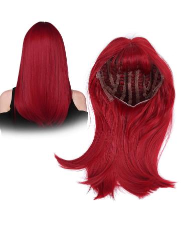 Buy Long Red Straight Wig with Bangs - Heat-Resistant 52cm Fiber Hair for Women | International Shipping - Buy Online on GoSupps.com