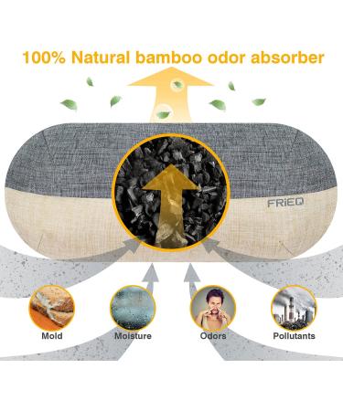 FRiEQ 100% Activated Bamboo Charcoal Air Purifying Bag | Lasts 365+ Days | Fragrance-Free Deodorizer for Car | Absorbs Smoke Smell and Bad Odors - Grey/Beige - Buy Online on GoSupps.com