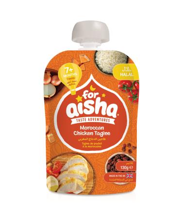 For Aisha Baby Food Pouch Moroccan Chicken Tagine Dairy Free Halal Natural Baby Food 7 Months + Pack of 1