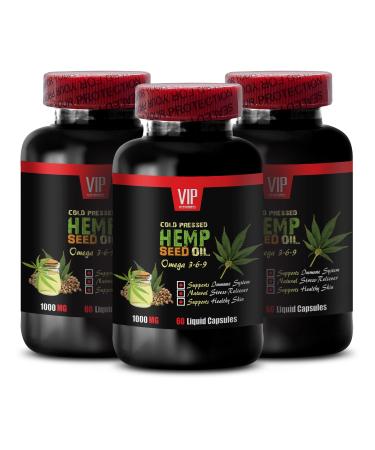 Hemp Seed Oil Capsules - Organic Hemp Seed Oil 1400MG - Fatty Acid Complete Hemp Seed for Hair Hemp Extract Omega 3 Hemp Oil Hemp Seed Oil for Skin Hemp Seed Oil Omega 3 6 9-3 Bottles 180 Caps