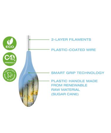 Biobased-Plastic Smart Grip Interdental Brush - Blue ISO Size 4 0.70 mm Wire 24 Brushes per Bag with Protective Caps | Eco-Friendly Dental Care - Buy Online on GoSupps.com