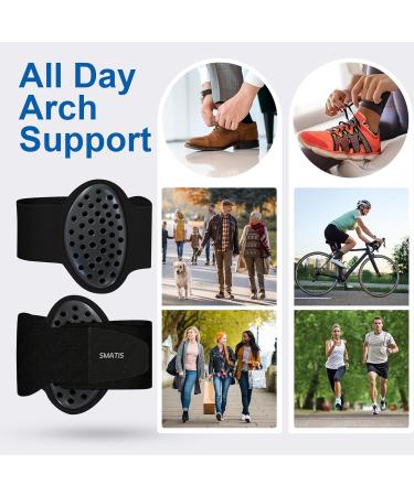 Upgraded Arch Support Brace | Adjustable Plantar Fasciitis Inserts with Honeycomb Padding | Pain Relief for High Arch & Flat Feet | Unisex (1 Pair) - Black - Buy Online on GoSupps.com