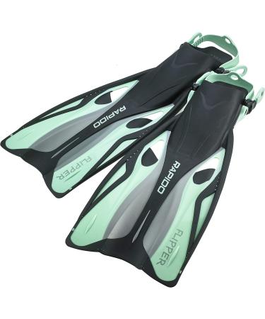 Phantom Aquatics Rapido Boutique Collection Flipper Open Heel Adjustable Snorkel Fin with Snorkeling Gear Carry Bag - Sea Green - S/M, 6-9 / EU: 38-42 - Buy Online on GoSupps.com