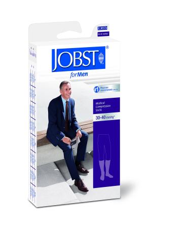 BSN Medical 115452 Jobst for Men Compression Hose  Knee High  30-40 mmHG  Open Toe  Small  Black Small Black