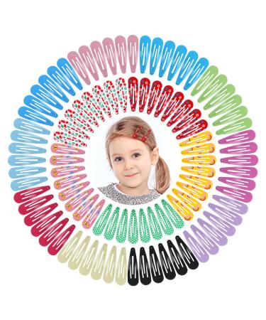 100Pcs Snap Hair Clips  Sublaga 2.76 Inch Bend Hair Clips  Metal Barrettes in 15 Assorted Color  No Slip Cute Solid Candy Color Hair Accessories for Girls  Women  Kids Teens or Toddlers (100pcs colorful)