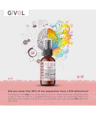 GIVOL Vegan Vitamin B12 Liquid Mist | Organic 5,000mcg Methylcobalamin Supplement - Buy Online on GoSupps.com