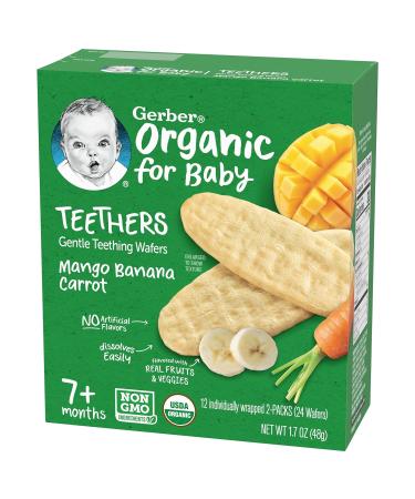 GoSupps.com - Gerber Organic Teethers Gentle Teething Wafers 7+ Months Mango Banana Carrot 12 Packs 2 Wafers Each - Buy Online on GoSupps.com