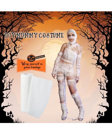 Lothee 10 Rolls Halloween Mummy Bandage Wrap - 50 Yards Self-Adhesive Cosplay Gauze 5 Sizes for Zombie Costumes - Buy Online on GoSupps.com