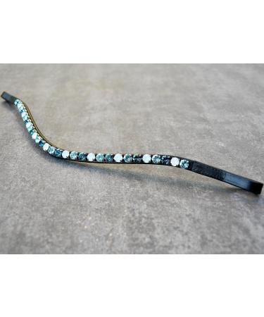 Buy Happiness Hinge Horse in Turquoise Petrol & White - Hand-Sewn Big Glitzer Chatons - German Quality Shetty Leather in Dark Brown - International Shipping Available! - Buy Online on GoSupps.com