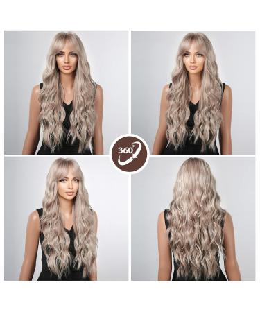 HAIRCUBE Ombre Ash Blonde Wigs for Women - Synthetic Curly Hair Wig with Bangs for Everyday Wear - Buy Online on GoSupps.com