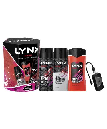 LYNX Recharge Trio & Power Bank Deodorant Gift Set Body Wash Body Spray & Anti-perspirant perfect for his daily routine 3 piece
