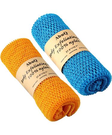 AbuQ 2-Piece African Exfoliating Net Sponge Set - Yellow-Blue | Smoother Skin, Daily Use - Buy Online on GoSupps.com