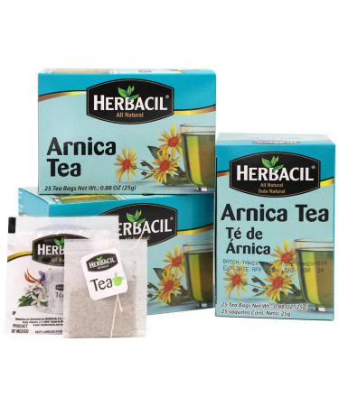 Herbacil Arnica Tea, Caffeine-Free, 3-Pack, 0.88 Oz, 25 Tea Bags, Boxes (75 Tea Bags) 25 Count (Pack of 3)