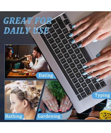 24 Pieces Short Blue Purple Gradient Press On Acrylic Nails - Ballerina Artificial Fingernails for Women & Girls - Perfect Nail Art Manicure - Buy Online on GoSupps.com