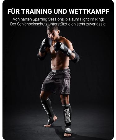 Phantom Athletics Schienbeinschoner - Optimal Protection & Fit for MMA Kickboxing and Muay Thai - Unisex Black/White - Buy Online on GoSupps.com