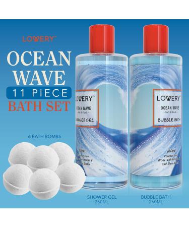 Buy Birthday Gifts for Her | Home Spa Gift Baskets | Ocean Wave Spa Set - 11pc Bath and Body Gift Basket for Women & Men - Buy Online on GoSupps.com