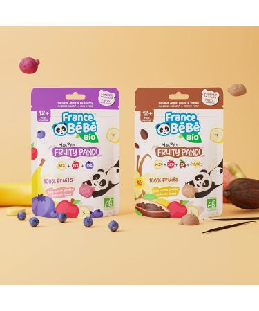 FRANCE B B BIO - Snack BIO Mon P'tit Fruity Pandi Myrtille - A partir de 12 mois - Pack de 4 sachets x 10g - Buy Online on GoSupps.com