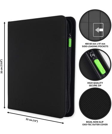 Vault X Premium Exo-Tec Zip Binder - 12 Pocket Trading Card Album - Black - Buy Online on GoSupps.com