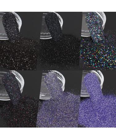 Laza 12 Colors Nail Glitter Powder - Shining Sugar Effect Black White Dust Sand Candy Coat Manicure Nail Art Decoration - Buy Online on GoSupps.com