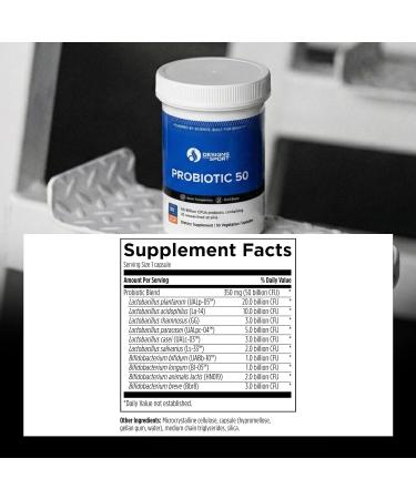 Designs for Sport Probiotic 50 - High-Performance Probiotic Supplement for Athletes* - Gut & Immune Support* - Shelf Stable - Dairy Soy & Gluten Free - 30 Vegetarian Capsules - Buy Online on GoSupps.com